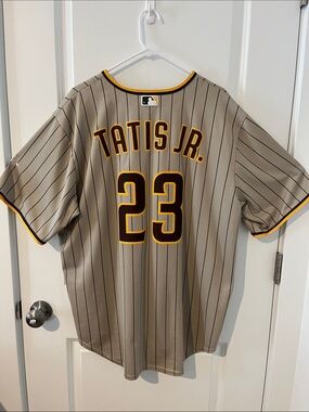 Tatis Jr. #23 San Diego Padres Pinstripe Jersey - Tan/Brown/Yellow